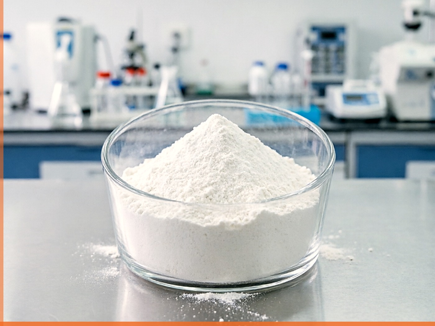 White aluminum flux powder in a clean lab